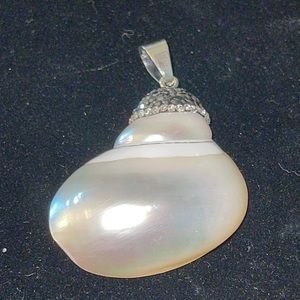 Very pretty feminine large shell with crystal pendant
